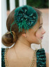 Green Sequin Tulle Open Back Ankle Length Flower Girl Dress